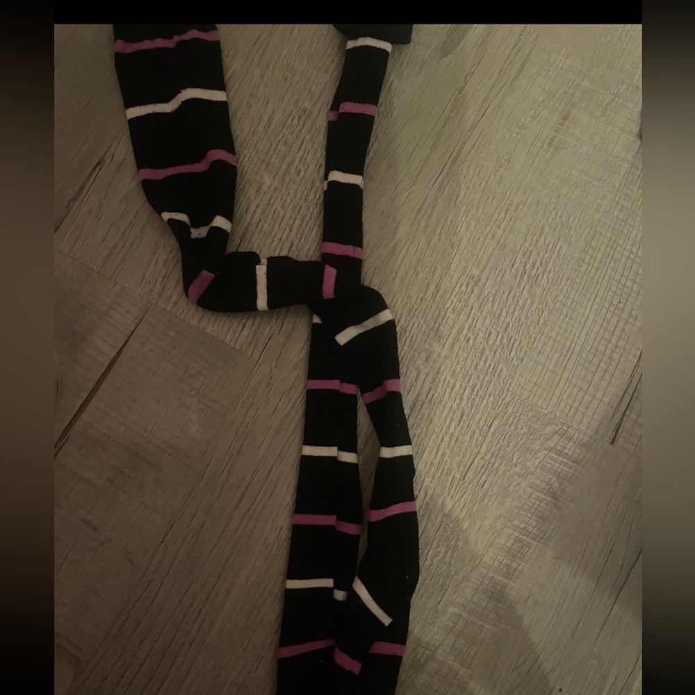 Black White And Purple Striped Thigh High Socks || Worn Once